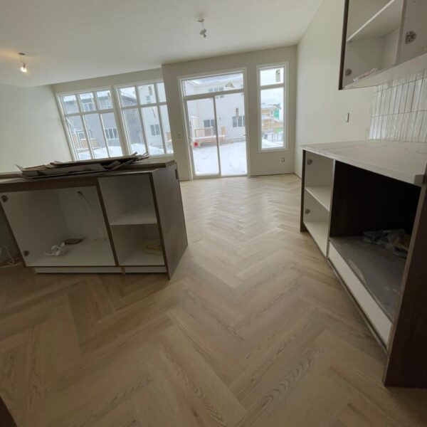 Grey Oak Herringbone Vinyl Installation Edmonton