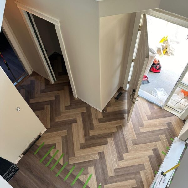 Herringbone Vinyl Flooring Installation Edmonton
