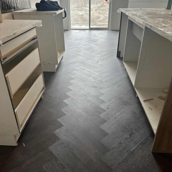Waterproof Herringbone Vinyl Flooring Edmonton Project