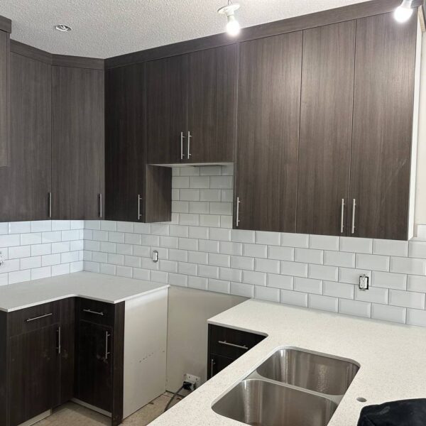cabinet kitchen white tile backsplash edmonton